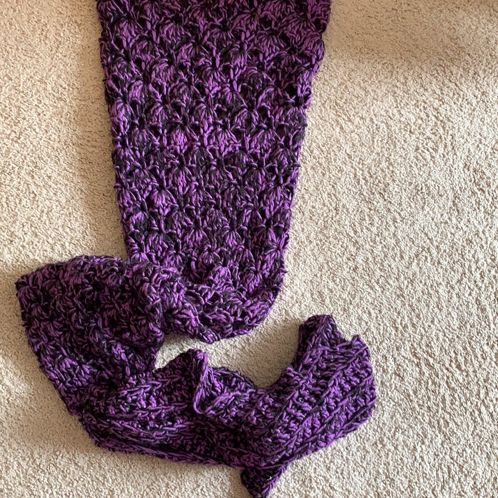 Hand knitted mermaid tail